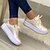billige Sandaler til kvinder-Dame Kondisko Plus størrelse Platform Sneakers Flade hæle Rund Tå Gang PU Snøre Ensfarvet Sort Sølv Dusty Rose