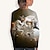 preiswerte 3D-T-Shirts für Mädchen-Kinder Pferde T-Shirt Langarm braun hellgrün 3D Druck Vogel Pferd aktiv 4-12 Jahre / Herbst