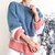 cheap Sweaters-Women&#039;s Pullover Sweater Jumper Crochet Knit Knitted Crew Neck Striped Home Daily Stylish Casual Drop Shoulder Fall Winter Blue S M L / Long Sleeve / Regular Fit