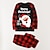 cheap Pajamas-Family Pajamas Plaid Letter Santa Claus Print Dark Red Gray Long Sleeve Mommy And Me Outfits Cute Matching Outfits