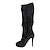cheap Women&#039;s Boots-Women&#039;s Boots Plus Size Heel Boots Daily Solid Color Knee High Boots Winter Buckle High Heel Round Toe Casual Zipper Light Brown Black Gray