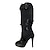 cheap Women&#039;s Boots-Women&#039;s Boots Plus Size Heel Boots Daily Solid Color Knee High Boots Winter Buckle High Heel Round Toe Casual Zipper Light Brown Black Gray