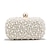 cheap Clutches &amp; Evening Bags-Women&#039;s Clutch Bags Polyester for Evening Bridal Wedding Party with Pearls Chain in Pearl White Beige