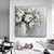 cheap Floral/Botanical Paintings-Handmade Oil Painting Canvas Wall Art Decoration Abstract Floral Painting White Peonies for Home Decor Rolled Frameless Unstretched Painting