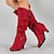 cheap Women&#039;s Boots-Women&#039;s Boots Valentines Gifts Slouchy Boots Heel Boots Party Valentine&#039;s Day Work Mid Calf Boots Buckle Kitten Heel Round Toe Elegant Vintage Casual Walking Faux Suede PU Zipper Black Red Purple