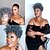 cheap Black &amp; African Wigs-Short Grey Afro Curly Wigs for Black Women Mixed Gray Fluffy Kinky Curly Hair Synthetic Wig