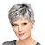 billige eldre parykk-grå parykker for kvinner temperament skrå pannelugg tekstur fluffy kort hår svart gradient sølv middelaldrende parykker naturlig hår