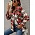 billiga Bastoppar för dam-Dam Blus streetwear Button-Down Rutmönster Mode Dagligen Rutig Tröjkrage Normal Vår &amp; Höst ljust kaffe Grön Rodnande Rosa Orange Rubinrött