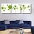 billiga Tryck-sträckt kanfiltryck målning modern abstrakt vägg art deco tre paneler gröna blommor växter redo att hänga