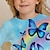 baratos camisetas 3d para meninas-Camiseta borboleta borboleta arco-íris infantil manga longa estampa 3d azul claro blusas infantis caem ativo regular fit 4-12 anos