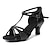 ieftine Pantofi Dans Latin-Pentru femei Încălțăminte latină Pantofi Salsa Pantofi De Dans Performanță Antrenament Călcâi Strălucire Toc Cubanez Vârf deschis Centură-T Adulți Argintiu Negru