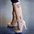 billige Sko &amp; Tasker-damestøvler knæhøje støvler hælstøvler fest dagligt spænde højhælet rund tå afslappet vintage retro lynlås lysebrun sort grå med 1 par varm indersål og indlæg
