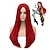abordables Pelucas para disfraz-peluca sintética recta peluca recta larga roja pelo sintético mujer rojo