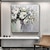 cheap Floral/Botanical Paintings-Handmade Oil Painting Canvas Wall Art Decoration Abstract Floral Painting White Peonies for Home Decor Rolled Frameless Unstretched Painting