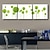billiga Tryck-sträckt kanfiltryck målning modern abstrakt vägg art deco tre paneler gröna blommor växter redo att hänga