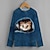 baratos camisetas 3d para meninas-Crianças gato impressão 3d camiseta manga longa azul royal azul animal print desgaste diário ativo bebê/outono