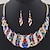 cheap Earrings-1 set Necklace Earrings For Diamond Ladies Wedding Party / Evening Geometrical Tennis Chain Diamond Alloy Precious Black Red Blue Champagne