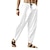abordables pantalon en lin-Homme Pantalon en lin Pantalons d&#039;été Poche Cordon Plein Casual du quotidien Yoga Mélange de Coton basique Classique Noir Blanche