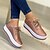billige Sandaler til kvinder-Dame Kondisko Plus størrelse Platform Sneakers Flade hæle Rund Tå Gang PU Snøre Ensfarvet Sort Guld Dusty Rose