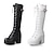 cheap Platform Boots-Women&#039;s Boots Lolita Goth Boots Lace Up Boots Solid Colored Knee High Boots Winter Lace-up Platform Block Heel Chunky Heel Round Toe Gothic Faux Leather Zipper Black White