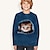 cheap Girl&#039;s 3D T-shirts-Kids Cat 3D Print T shirt Long Sleeve Blue Royal Blue Animal Print Daily Wear Active Baby / Fall
