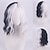 preiswerte Kostümperücke-101 Dalmatiner grausam de vil Cosplay Perücken Frauen Mittelteil 12 Zoll hitzebeständige Faser lockig schwarz weiß Erwachsene Teen Anime Perücke