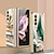 abordables Carcasas Samsung-teléfono Funda Para Samsung galaxia Z Fold 5 Z Fold 3 Funda de Cuerpo Entero Cromado Antipolvo Mármol Vidrio Templado