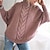 cheap Sweaters-Women&#039;s Pullover Sweater Jumper Jumper Cable Knit Knitted Tunic Turtleneck Solid Color Daily Basic Casual Drop Shoulder Winter Fall Black Blue S M L
