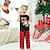 voordelige Pyjama&#039;s-Familie-look Pyjama  Familie sets Ruitjes Brief Kerstman Sport Afdrukken Zwart Korte mouw Mama En Ik Outfits Actief Bijpassende outfits