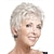 cheap Older Wigs-Short Fluffy Curly Silver White Color Synthetic Wigs With Bangs for Older Women