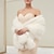 olcso Szőrmestólák-kendő fehér műszőrme pakolások kendő női pakolás kendő luxus elegáns ujjatlan műszőrme esküvői pakolás tiszta színnel esküvői őszre&amp;amp; téli