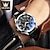 cheap Quartz Watches-OLEVS Quartz Watch for Men Fashion Business Dress Waterproof Wristwatch Breathable Leather Quartz Watch Chronograph Sports Watch Men Gifts