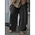 abordables pantalon en lin et coton pour femme-Femme Ample Grande Taille Mélange de Coton Couleur unie Kaki foncé Noir basique Taille moyenne Cheville du quotidien Vacances Printemps Automne