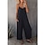 cheap Casual Jumpsuits-Women&#039;s Jumpsuits Casual Summer Solid Color V Neck Holiday Daily Going out Wide Leg Loose Fit Spaghetti Strap Khaki 3XL