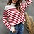 cheap Sweaters-Women&#039;s Jumper Knit Button Knitted Stand Collar Striped Daily Weekend Stylish Casual Winter Fall Red Black S M L / Long Sleeve / Sweater / Regular Fit