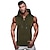 cheap Exercise, Fitness &amp; Yoga Clothing-Men&#039;s Yoga Top Pocket Hooded Summer Solid Color ArmyGreen Gray Fitness Exercise &amp; Fitness Martial Arts Cotton Hoodie Tank Top Sleeveless Sport Activewear Stretchy Comfort Moisture Wicking Breathable