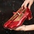 cheap Ballroom Shoes &amp; Modern Dance Shoes-Women&#039;s Ballroom Dance Shoes Modern Shoes Performance Training Party Heel Thick Heel Silver Black Red