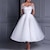 cheap Wedding Dresses-Reception Simple Wedding Dresses Wedding Dresses A-Line Scoop Neck Half Sleeve Tea Length Satin Bridal Gowns With Sashes / Ribbons 2024