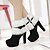 cheap Snow &amp; Winter Boots-Women&#039;s Boots Suede Shoes Party Daily Color Block Booties Ankle Boots Winter Fur Trim Bowknot Platform High Heel Round Toe Chinoiserie Sweet Walking Suede Faux Fur Zipper Black Red