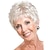 abordables perruque plus âgée-perruques synthétiques courtes et moelleuses de couleur blanche argentée avec une frange pour les femmes âgées