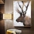 cheap Oil Paintings-Oil Painting Handmade Hand Painted Wall Art Modern Nordic Abstract Animals Elk Home Decoration Decor Rolled Canvas No Frame Unstretched