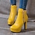 cheap Ankle Boots-Women&#039;s Boots Heel Boots Office Daily Solid Colored Booties Ankle Boots Buckle High Heel Round Toe Business Classic PU Zipper Black White Yellow