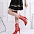 זול מגפי ריקוד-בגדי ריקוד נשים נעלי ג&#039;אז נעליים מודרניות מגפי ריקוד נעלי טנגו הצגה הדרכה שבכה עקבים שרוכים צדדית חלולה רשת סלים גבוהה עקב מבוגרים שחור אדום שחור לבן