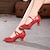 abordables Zapatos de salón y de baile moderno-Mujer Salón Zapatos de Baile Moderno Zapatos de Salsa Rendimiento Interior Vals Zapatos brillantes Danza contemporánea Brillante Un Color Tacón Cubano Hebilla Negro Rojo Azul