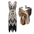 cheap Historical &amp; Vintage Costumes-Roaring 20s 1920s Cocktail Dress Vintage Dress Flapper Dress Dress Outfits Prom Dress Christmas Party Dress The Great Gatsby Charleston Plus Size Women&#039;s Sequins Tassel Fringe V Neck Normal Christmas
