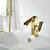 cheap Classical-Bathroom Sink Faucet,Waterfall Brushed Golden Centerset Single Handle One Hole Bath Taps