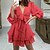 cheap Casual Dresses-Women&#039;s A Line Dress Mini Dress Black White Pink Pure Color Long Sleeve Summer Spring Lace up Casual V Neck Winter Dress Fall Dress 2023 S M L XL