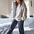 cheap Women&#039;s Sleepwear-Women&#039;s Warm Breathable Pajamas Sets Home Street Daily Going out Basic Elastic Waist Pure Color Coral Fleece Coral Velvet Simple Fashion Sport Hoodie Pant Fall Crew Neck Long Sleeve Long Pant Not