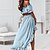cheap Midi Dresses-Women&#039;s Midi Dress Dress Set Blue Pink Red Short Sleeve Ruffle Plus High Low Pure Color Off Shoulder Spring Summer Stylish Casual Vacation Puff Sleeve 2022 S M L XL