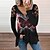 cheap Women&#039;s Blouses &amp; Shirts-Women&#039;s Shirt Blouse Tunic Black Red Blue Butterfly Cut Out Flowing tunic Long Sleeve Holiday Weekend Streetwear Casual V Neck Regular Butterfly S